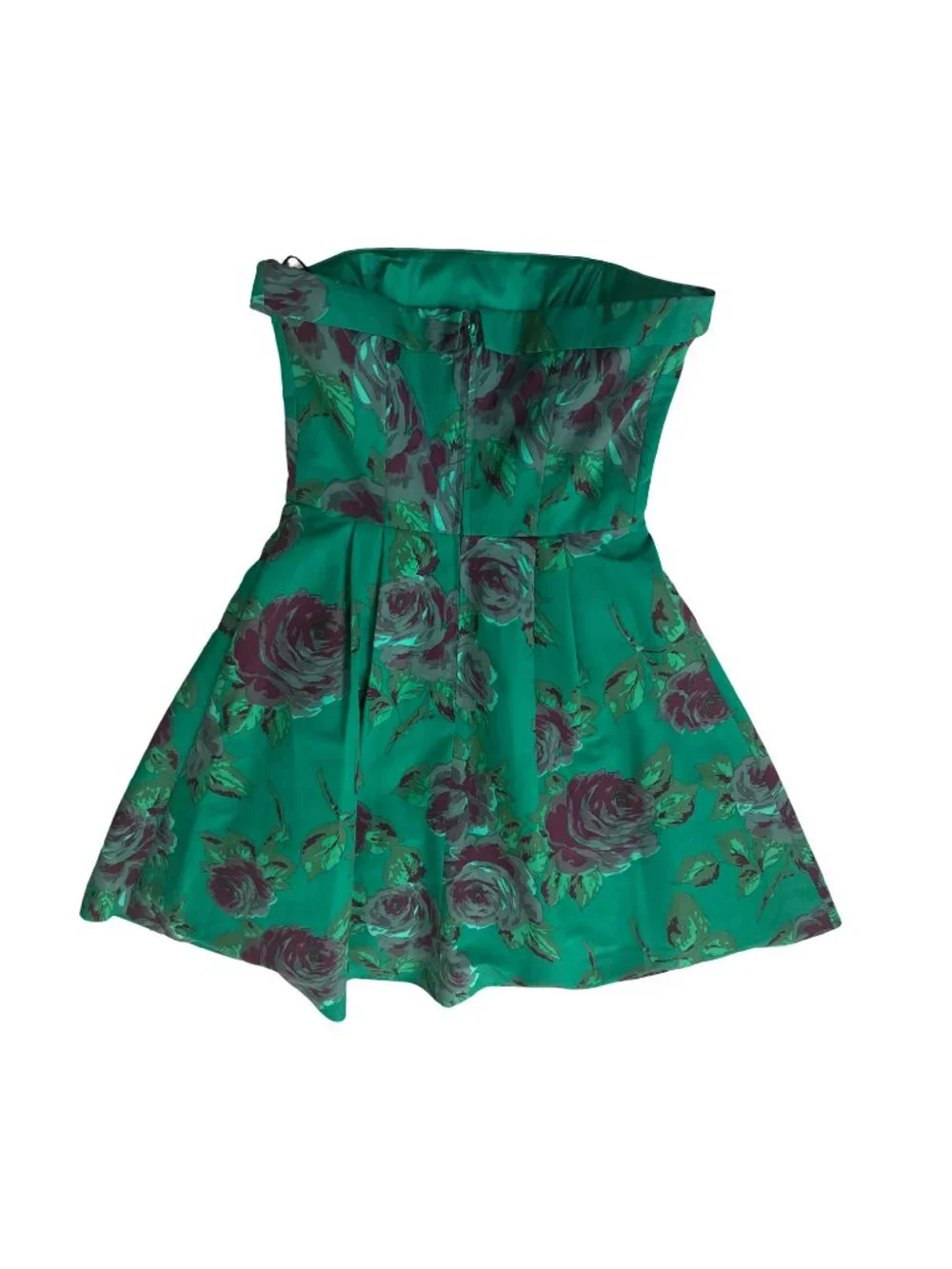 Betsey Johnson green floral print strapless mini dress size 6 - Picture 3 of 5
